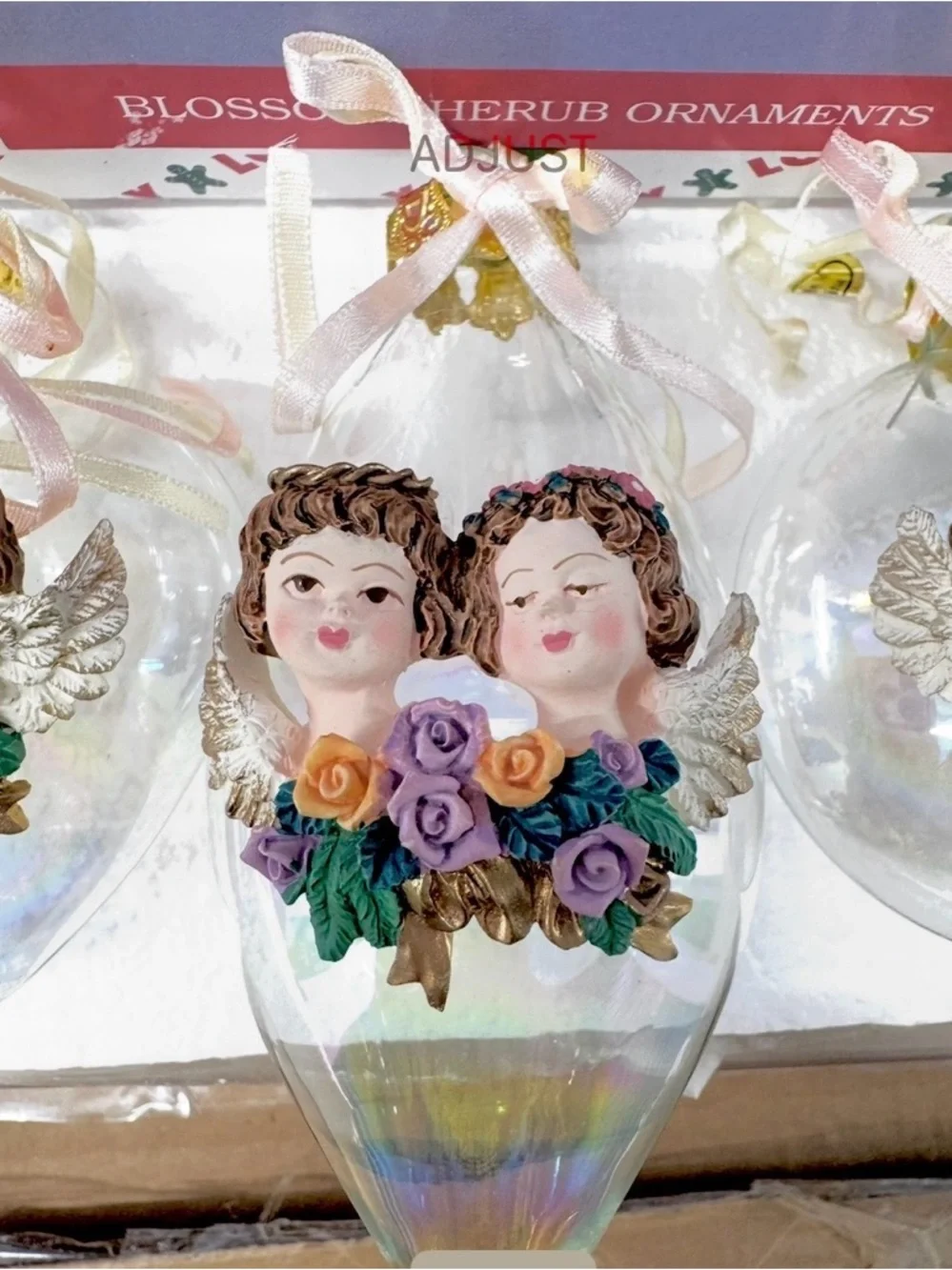 Vintage 1996 House of Lloyd Blossom Cherub Ornaments Set of 3 NWT